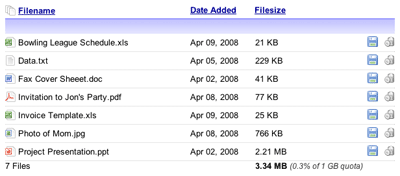 file list