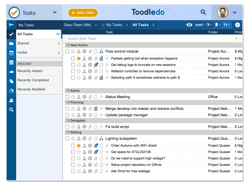 Aplicativos e software GTD: Toodledo